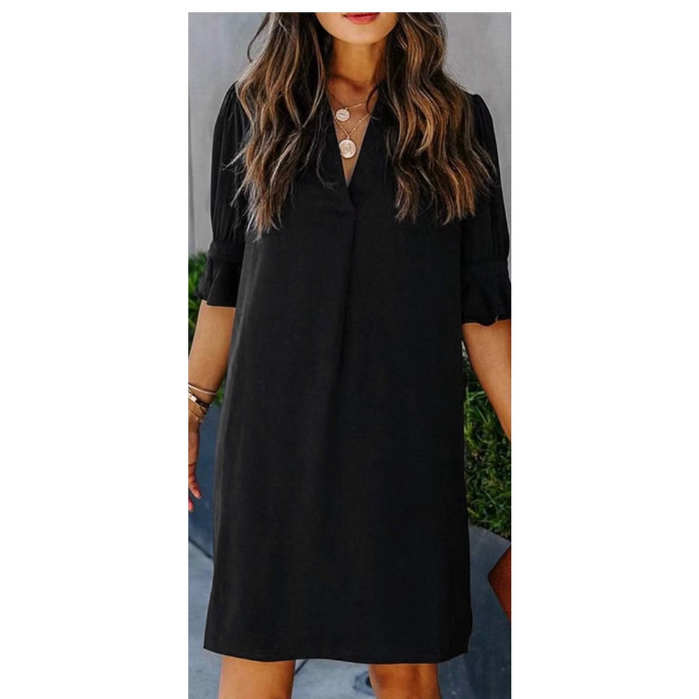 RUMIA-YourEverydayLuxury RUMIA Shift Dress for Women Ruffle Sleeve Loose Casual - Picture 2 of 5